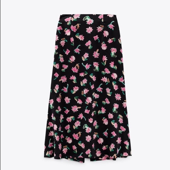 Zara FLORAL SATIN EFFECT SKIRT size M - Picture 3 of 11